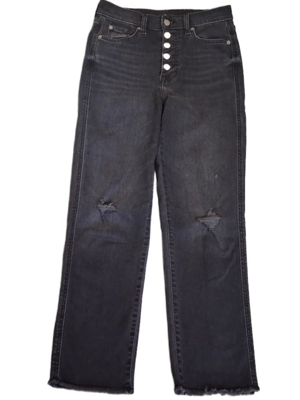 7 For All Mankind High Waist Cropped Straight Black Woman's Jeans Size 28"x26"